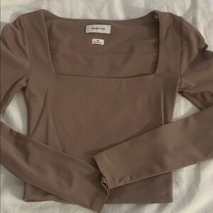 Aritzia Babaton Taupe Long Sleeve Top
